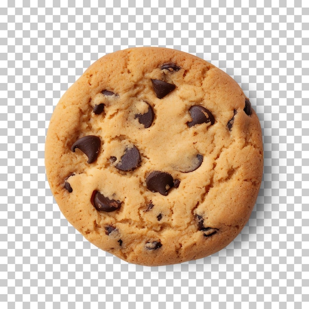 Chocolate chip cookie isolated on white and transparent background png