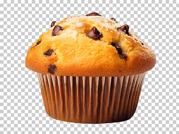 Chocolate chip muffin cake isolated on transparent background png psd