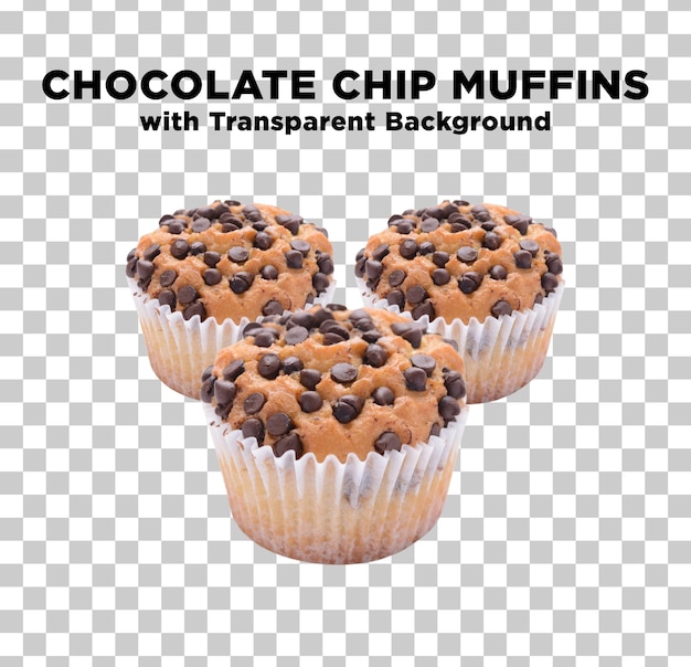 Chocolate Chip Muffins Cup Cake Photo PSD in Transparent Background