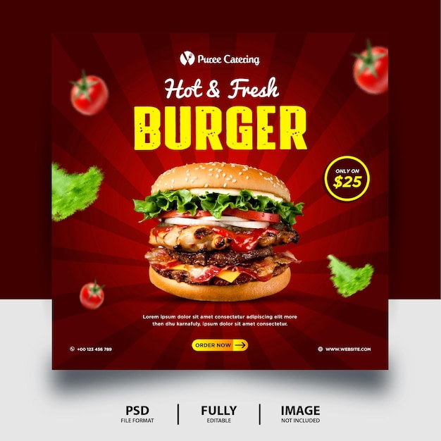 Chocolate Color Burger Promotion Social Media Post Banner