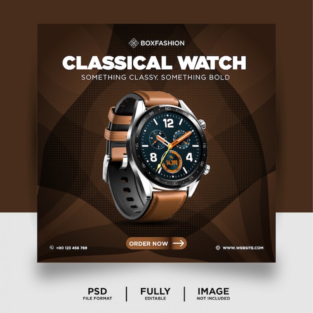 Chocolate Color Classical Watch Brand Product Social Media Post Banner