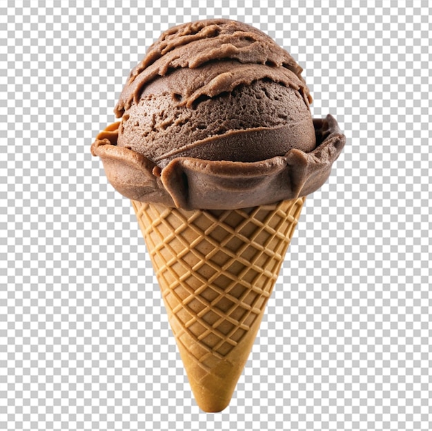 Chocolate cone ice cream isolated on transparent background