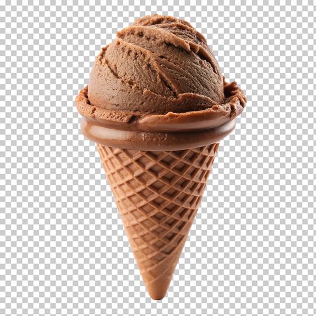 Chocolate cone ice cream isolated on transparent background