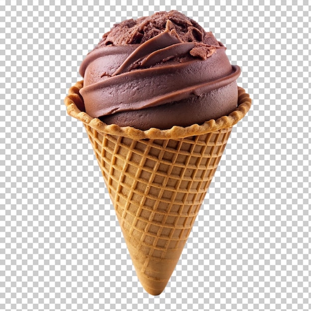 PSD chocolate cone ice cream isolated on transparent background