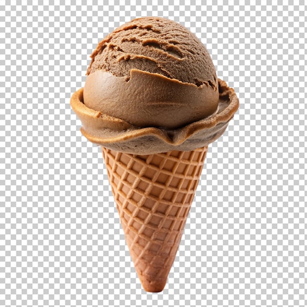 Chocolate cone ice cream isolated on transparent background