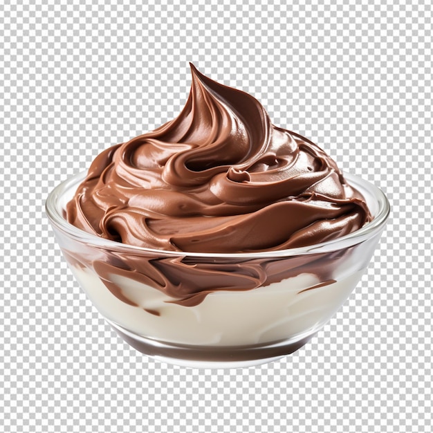 chocolate cream in a bowl isolated on transparent background