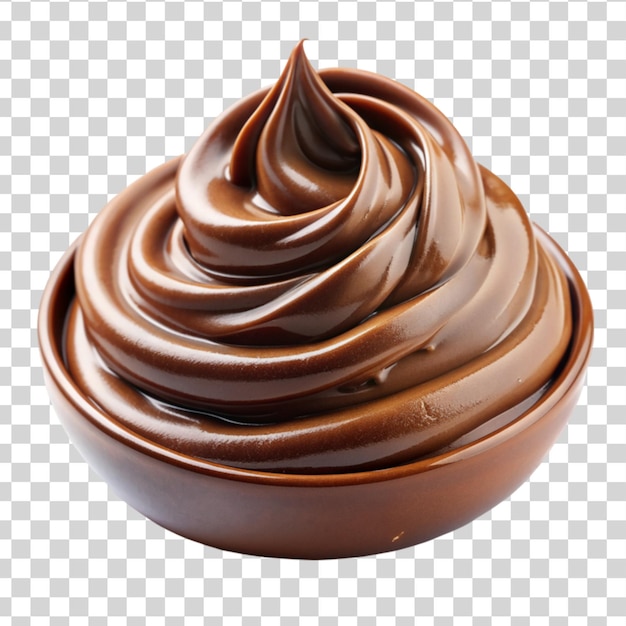 Chocolate cream on bowl isolated on Transparent background