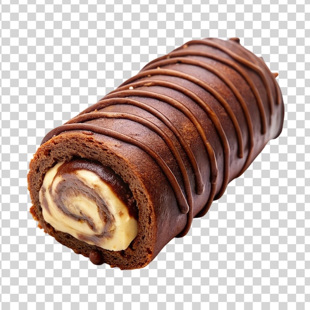 Chocolate cream roll isolated on transparent background