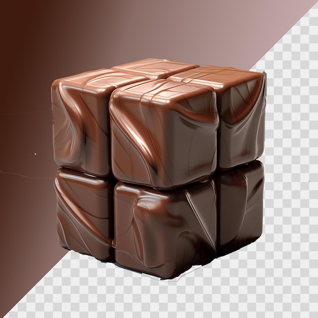 Chocolate cube isolated on transparent background