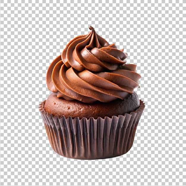 Chocolate cupcake isolated on transparent background