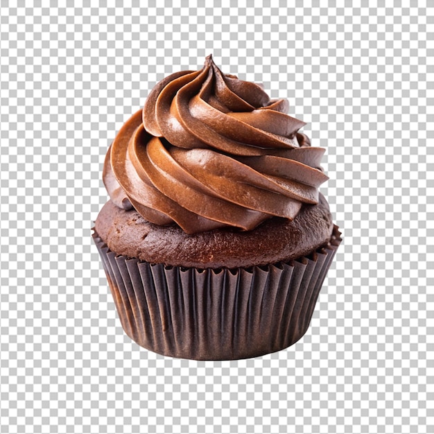 Chocolate cupcake isolated on transparent background