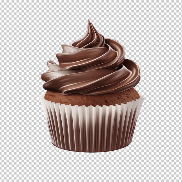 Chocolate Cupcake isolated on white transparent background Photorealistic detailed