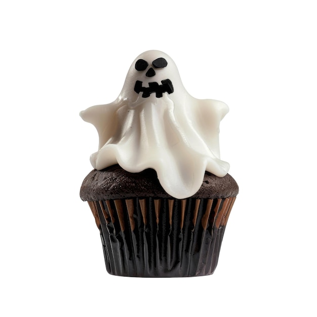 Chocolate Cupcake Topped with a GhostShaped Frosting Decoration