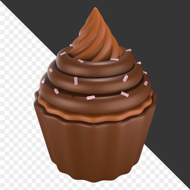 a chocolate cupcake with chocolate frosting and a chocolate frosting