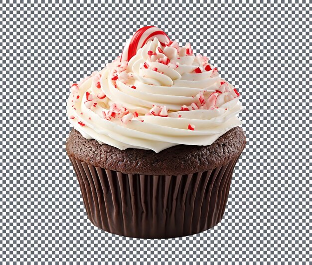 PSD chocolate cupcakes with peppermint frosting isolated on transparent background