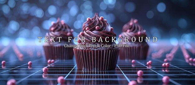 Chocolate Cupcakes with Pink Sprinkles on a Black Grid