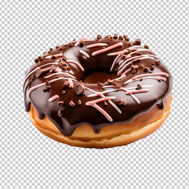 chocolate donut isolated on transparent background