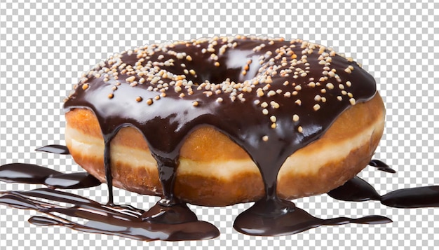 Chocolate donut isolated on transparent background