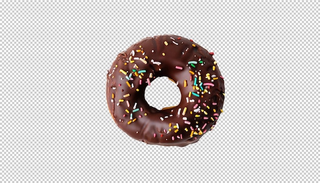 Chocolate donut with sprinkles On Transparent Background