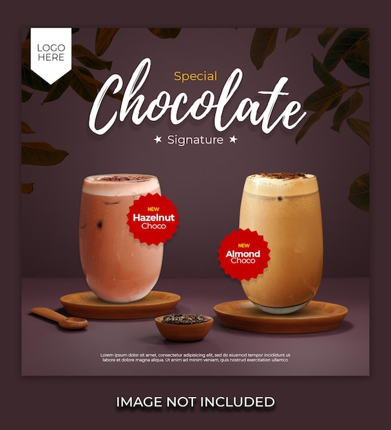 Chocolate Drink menu for social media post template