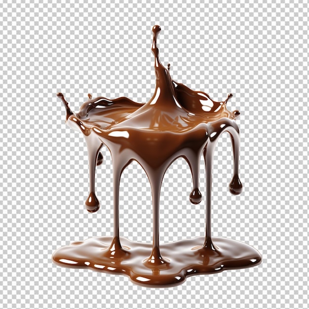 Chocolate dripping isolated on transparent background