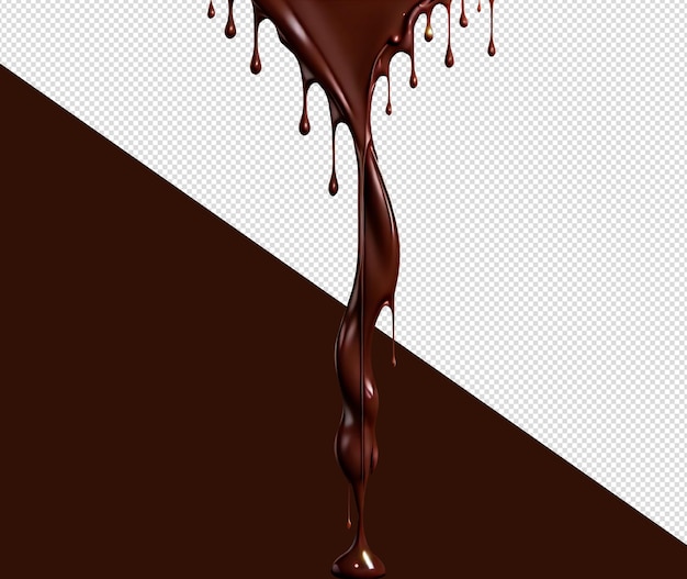 chocolate dripping on transparent background