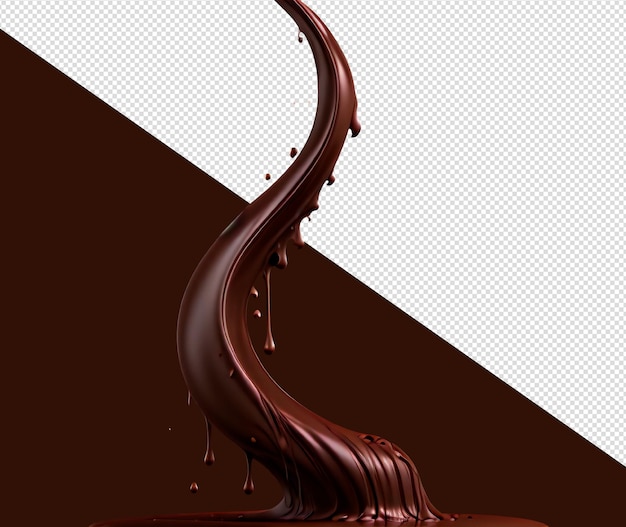 PSD chocolate dripping on transparent background