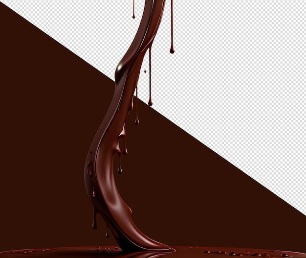 PSD chocolate dripping on transparent background