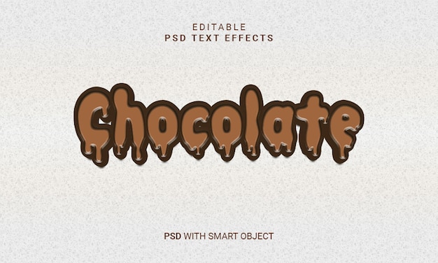 PSD chocolate editable 3d text effect psd with smart object