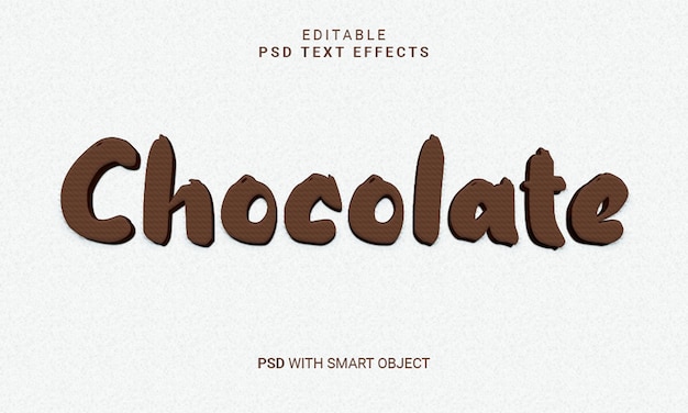 PSD chocolate editable 3d text effect with smart object