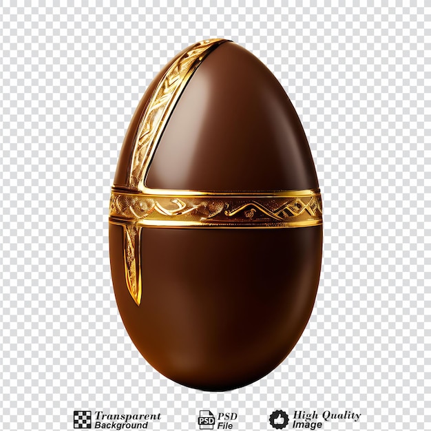 chocolate egg wrapped in gold foil isolated on transparent background