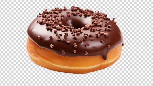 Chocolate Frosted Doughnut isolated on transparent background