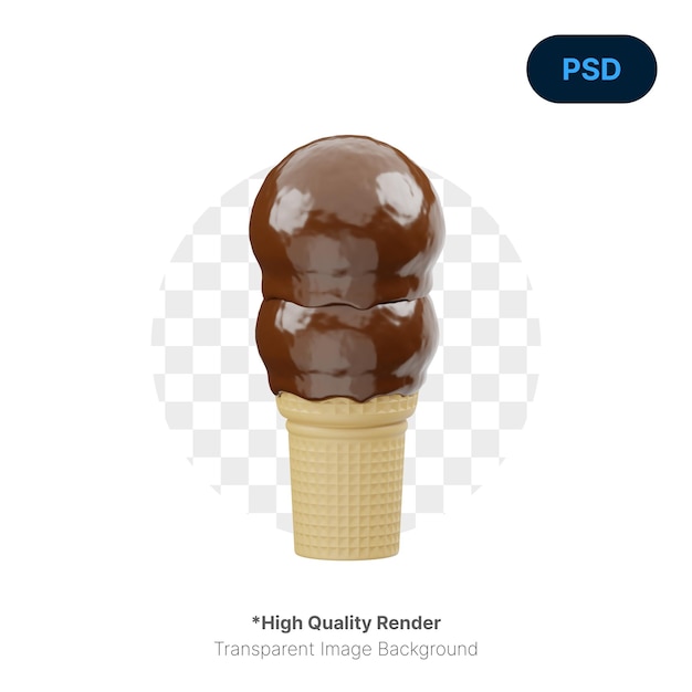 Chocolate Ice Cream 3D Icon Premium Psd