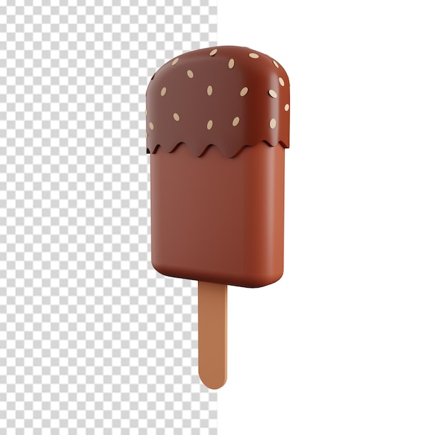 Chocolate ice cream 3d illustration isolated on white Ice cream illustration