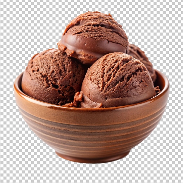 chocolate ice cream in a bowl isolated