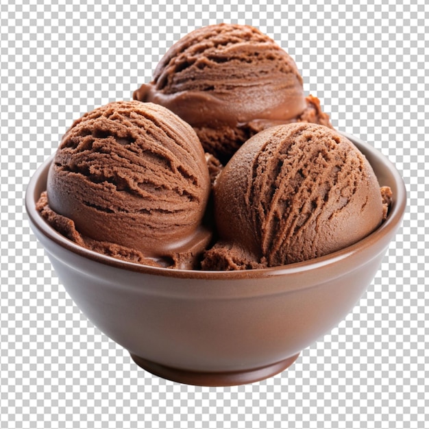 chocolate ice cream in a bowl isolated