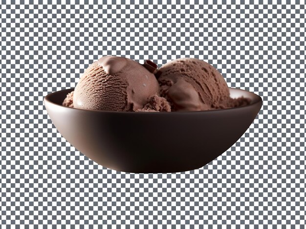 PSD chocolate ice cream bowl with bars isolated on transparent background