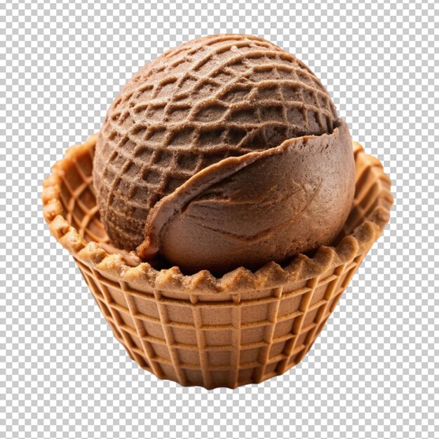 PSD a chocolate ice cream cone in a paper cup on transparent background