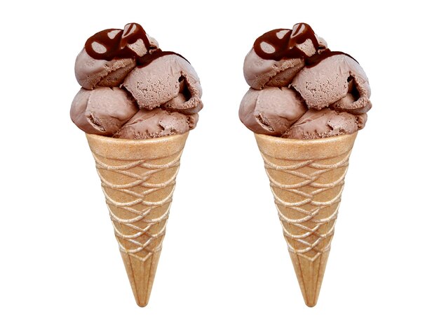 Chocolate Ice cream in the cone transparent background