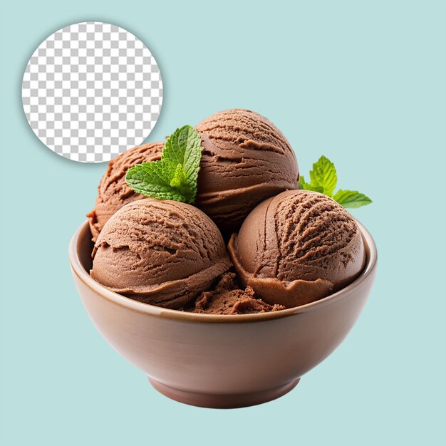 PSD chocolate ice cream dessert on transparent background