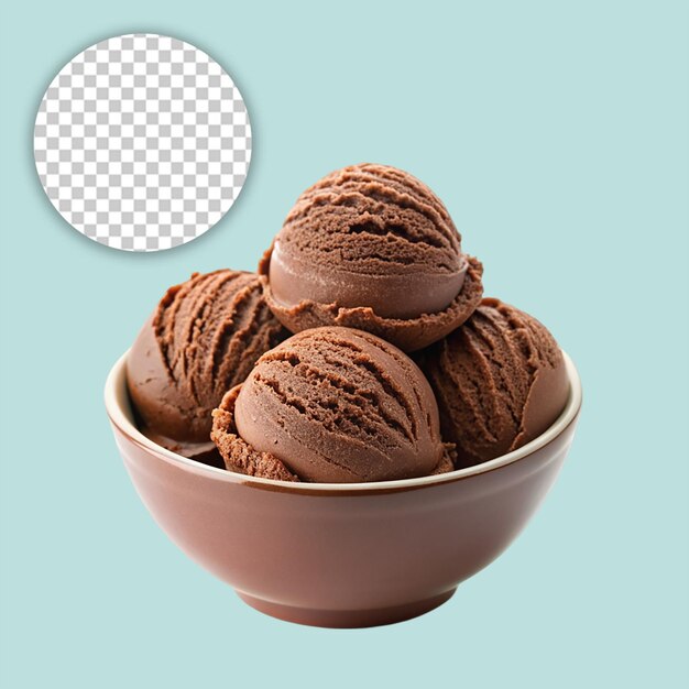 PSD chocolate ice cream dessert on transparent background