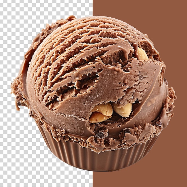 Chocolate ice cream on transparent background