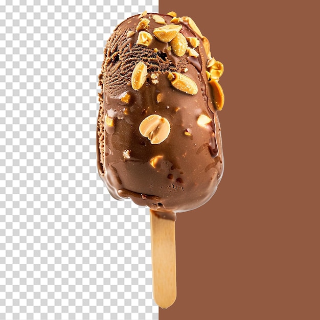 Chocolate ice cream on transparent background