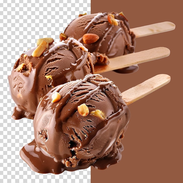 Chocolate ice cream on transparent background