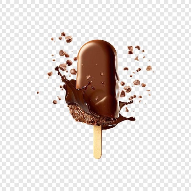 a chocolate ice cream with chocolate on a stick