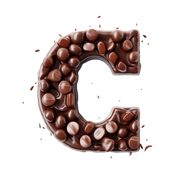 PSD a chocolate letter with coffee beans and coffee beans