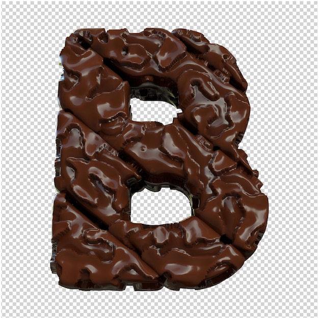 Chocolate letters bottom view. 3d letter b