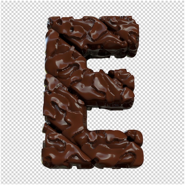 Chocolate letters bottom view. 3d letter e