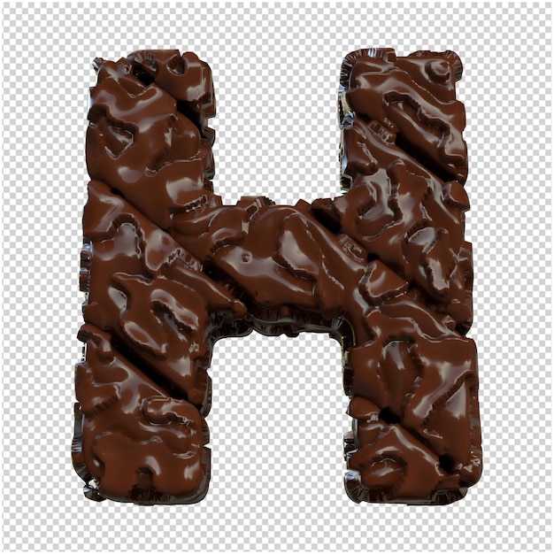 Chocolate letters bottom view. 3d letter h