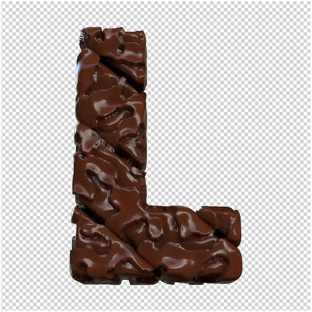 PSD chocolate letters bottom view. 3d letter l